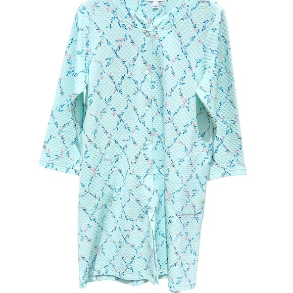 Womans cottagecore textured quilted pattern softcore pastel blue button down poc - Picture 2 of 13